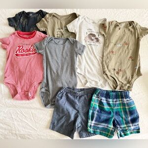 Carter’s Assorted Stripes Car Camp Bodysuit Shorts 24 Months Bundle Lot of 8